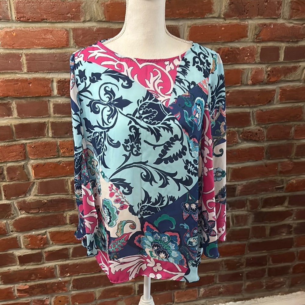 Chico's Boho Floral Blouse Size Small